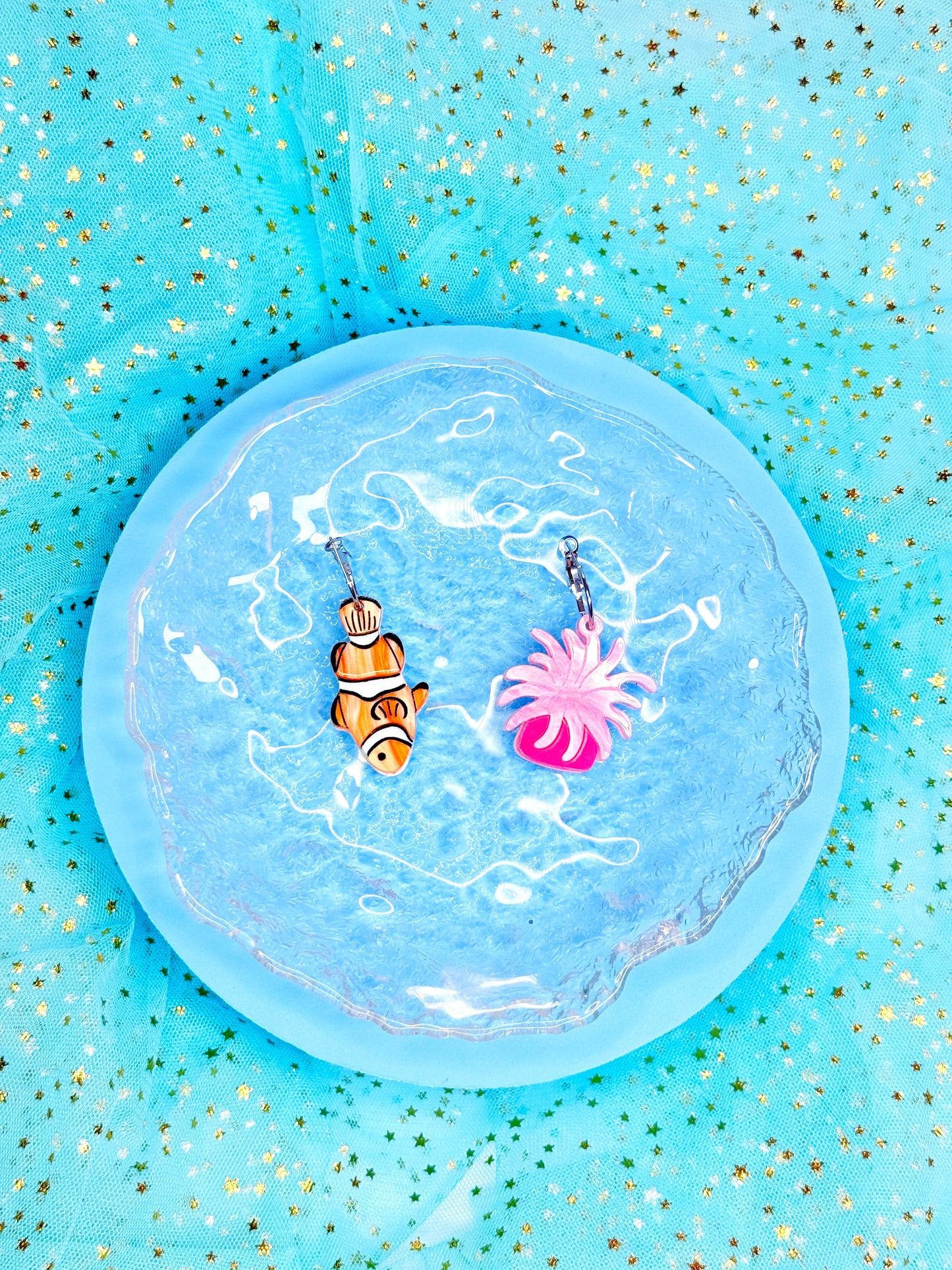 Clownfish and Anemone, Acrylic Earrings