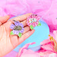 Purrfect Petals, Kitty Acrylic Earrings