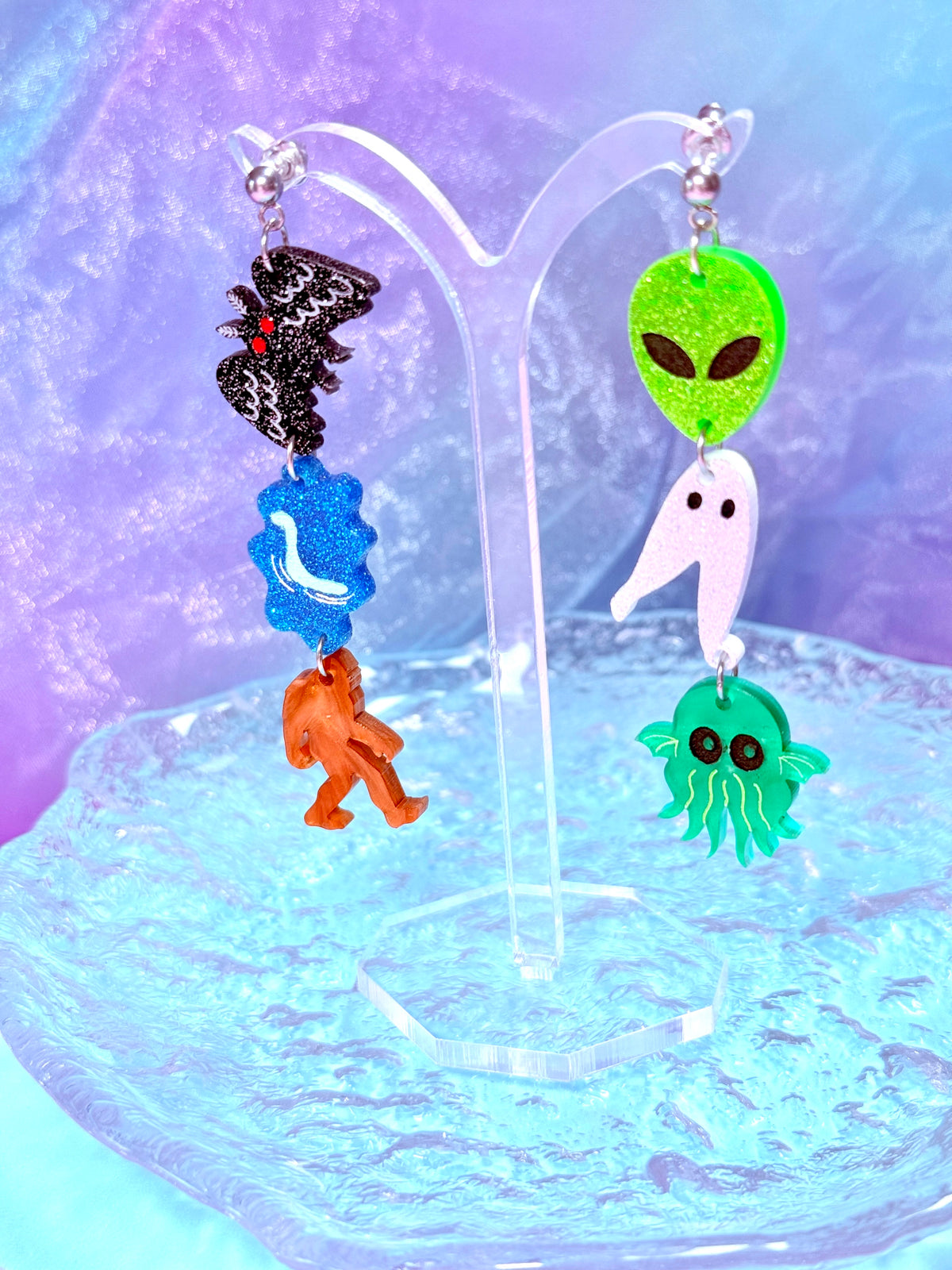 Cryptid Dangles, Acrylic Earrings
