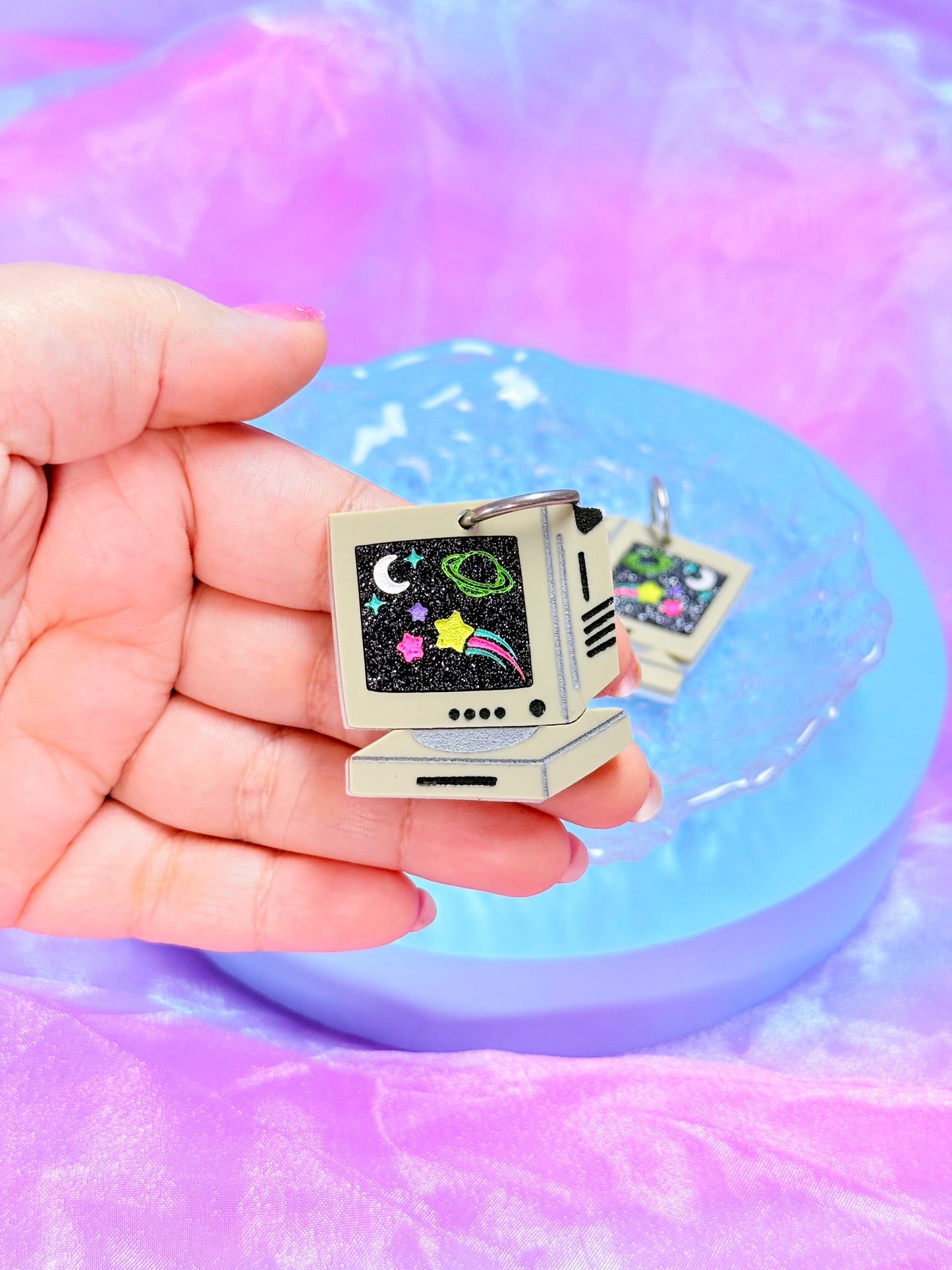 Retro Computer Earrings, Space
