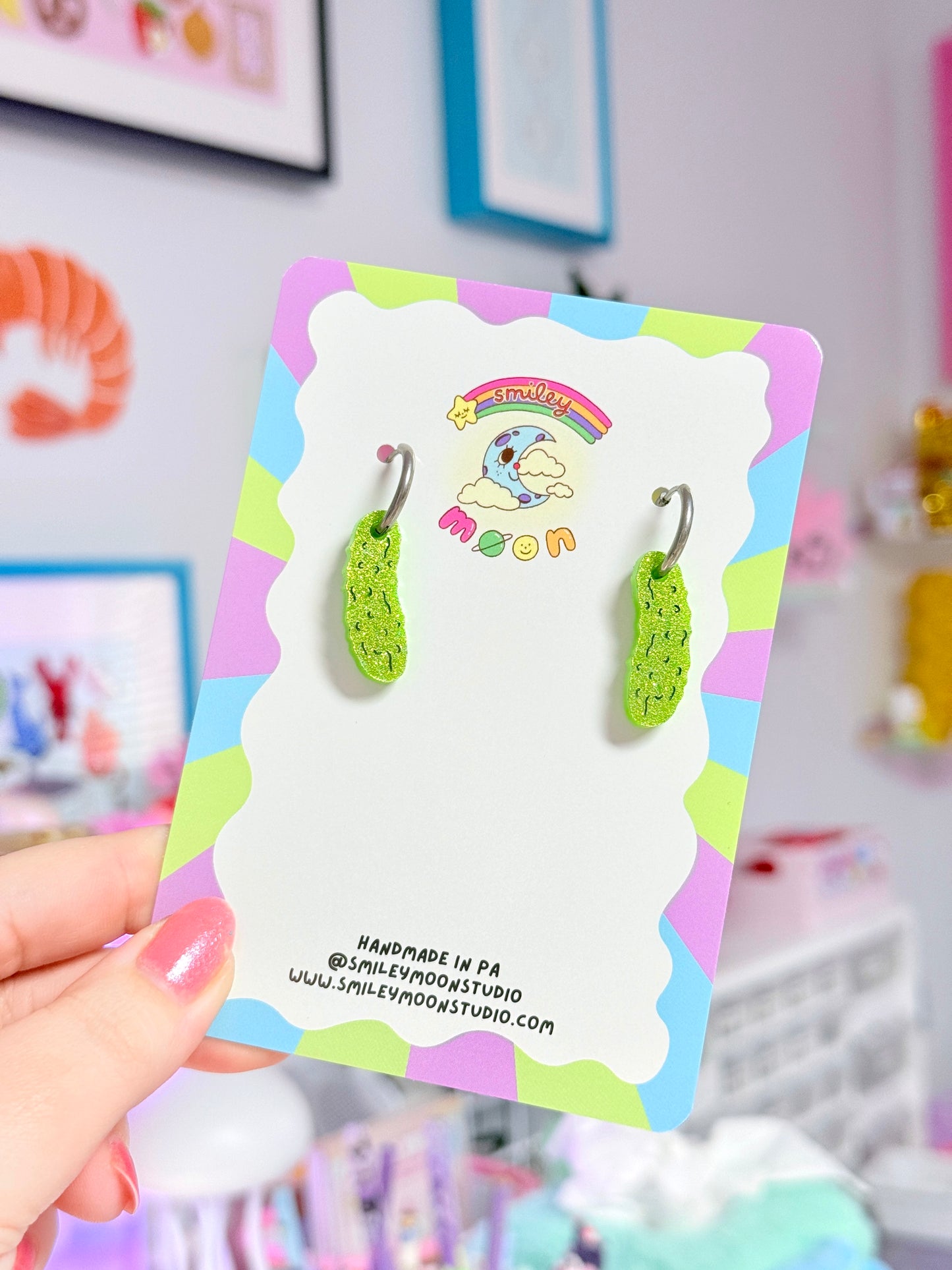 Mini Pickle Acrylic Earrings