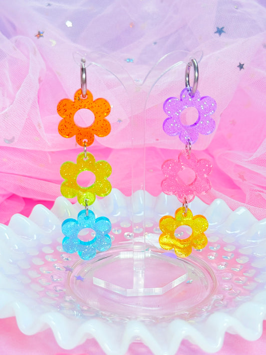 Retro Jelly Daisy Acrylic Earrings