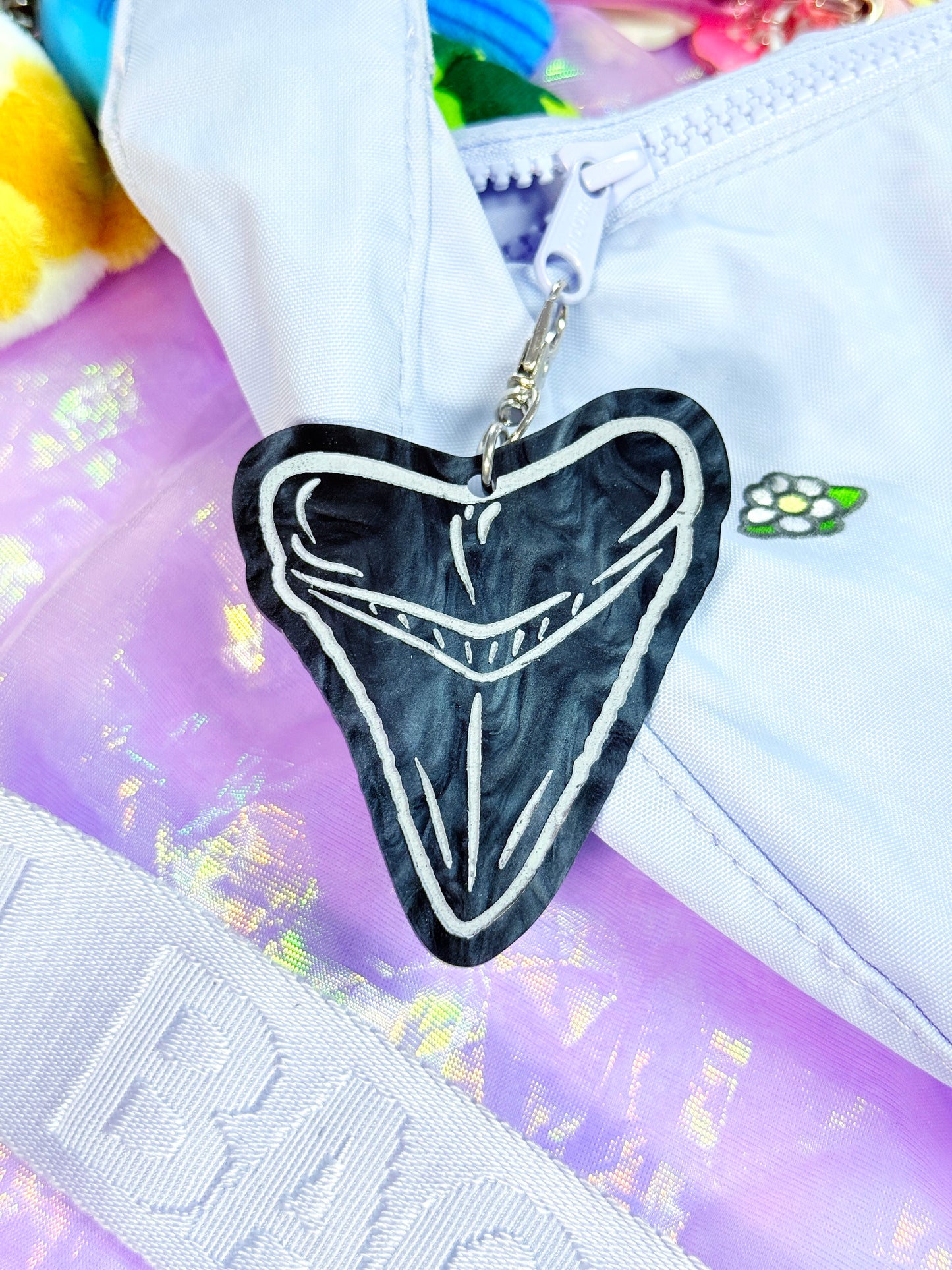 Shark Tooth Fossil Bag Charm