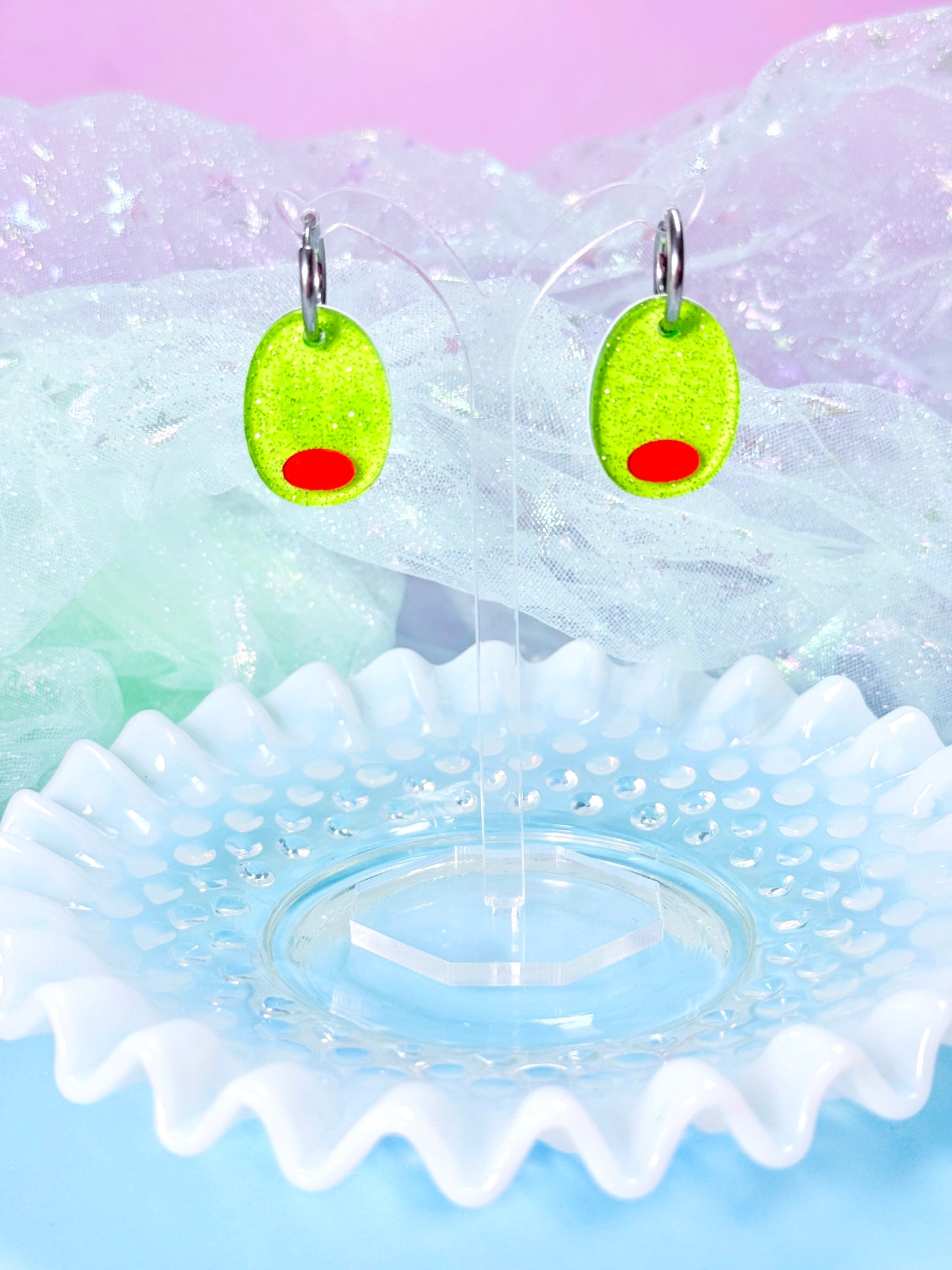 Jelly Olive Acrylic Earrings