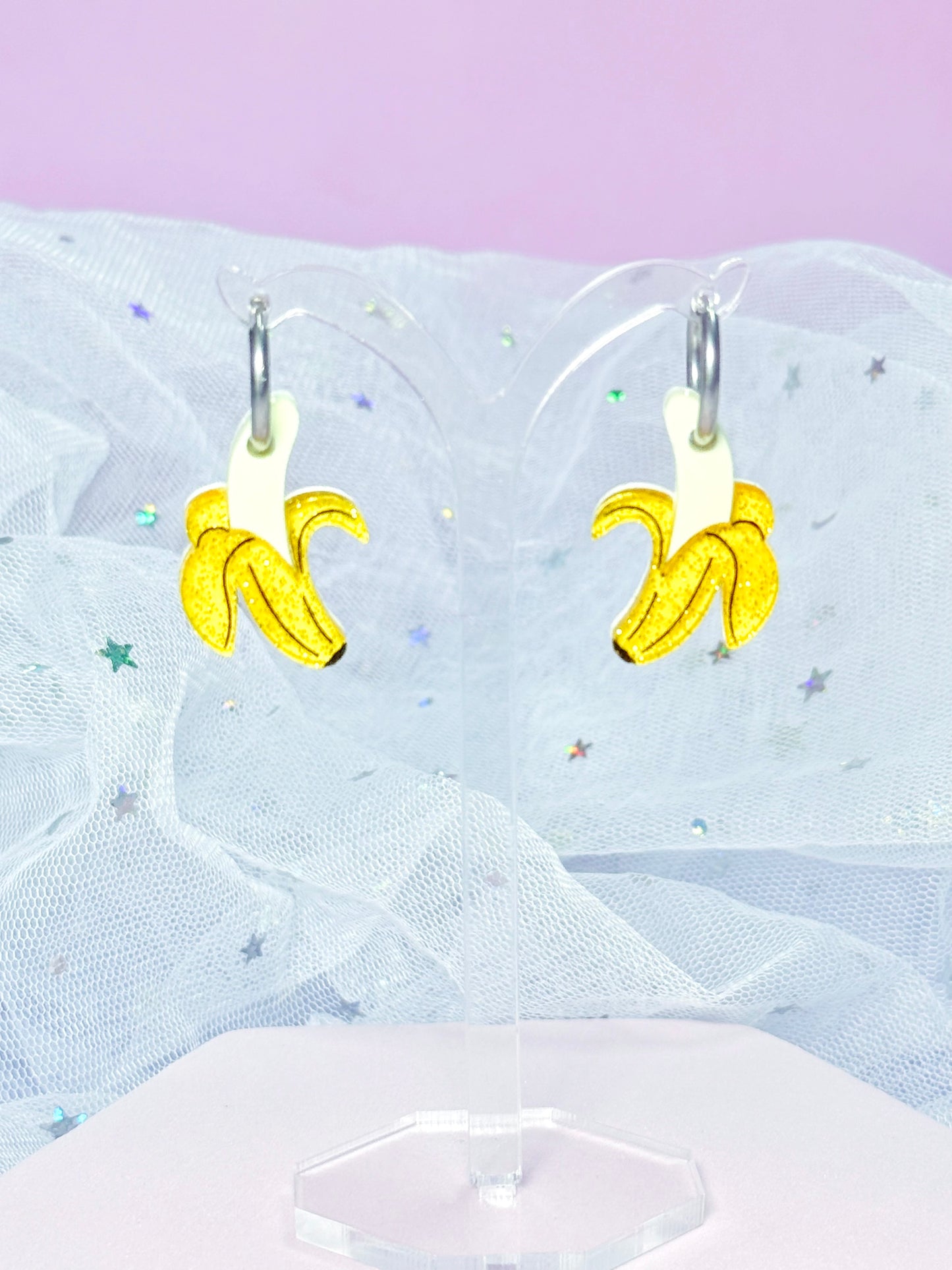 Mini Banana Acrylic Earrings