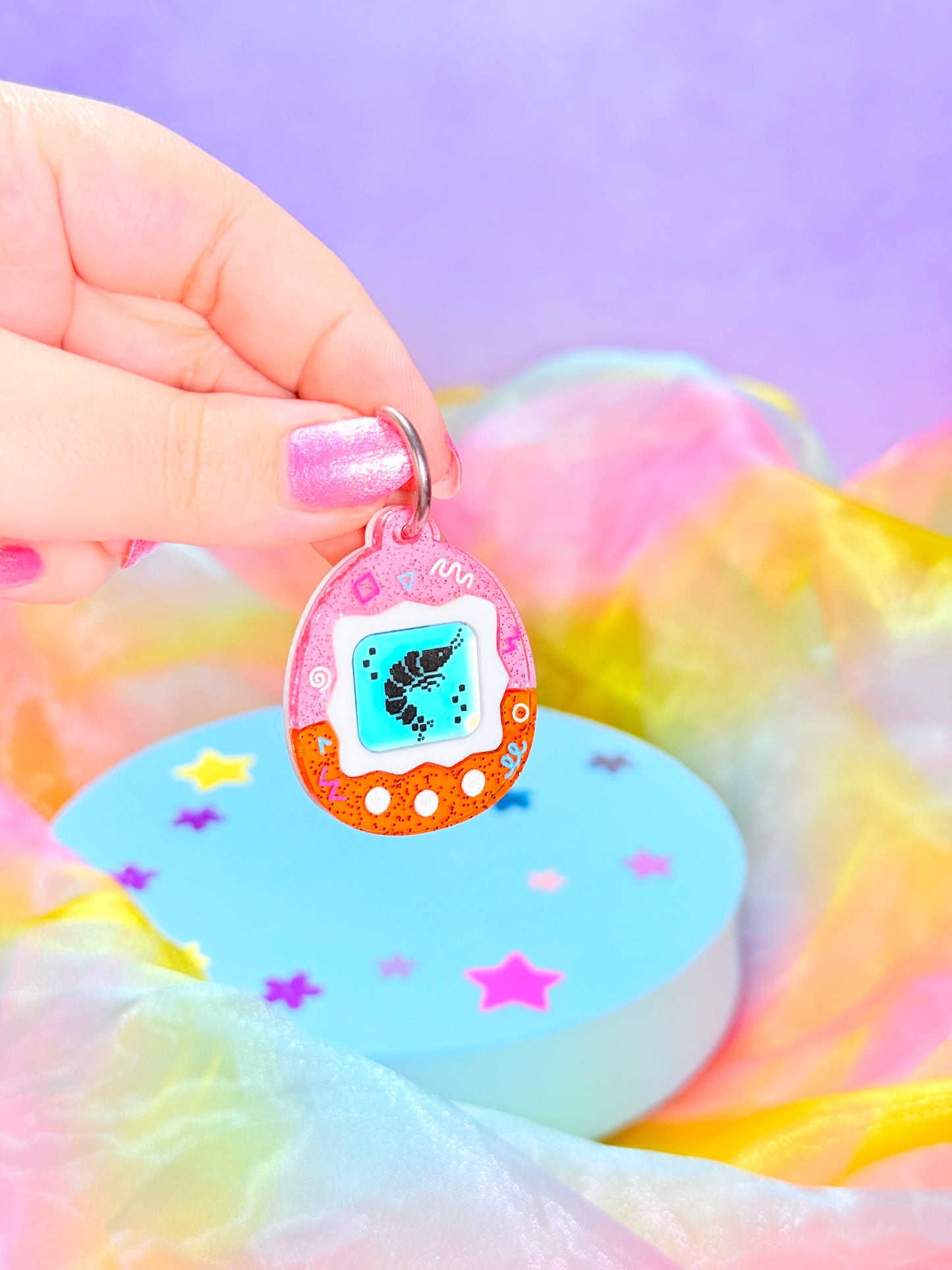 Virtual Pet Shrimp Acrylic Earrings
