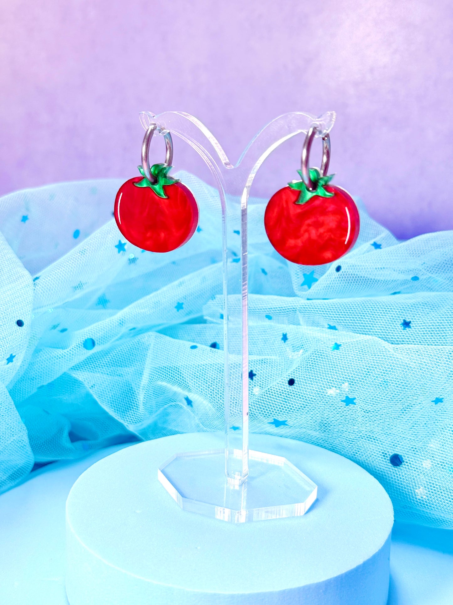 Mini Tomato Acrylic Earrings