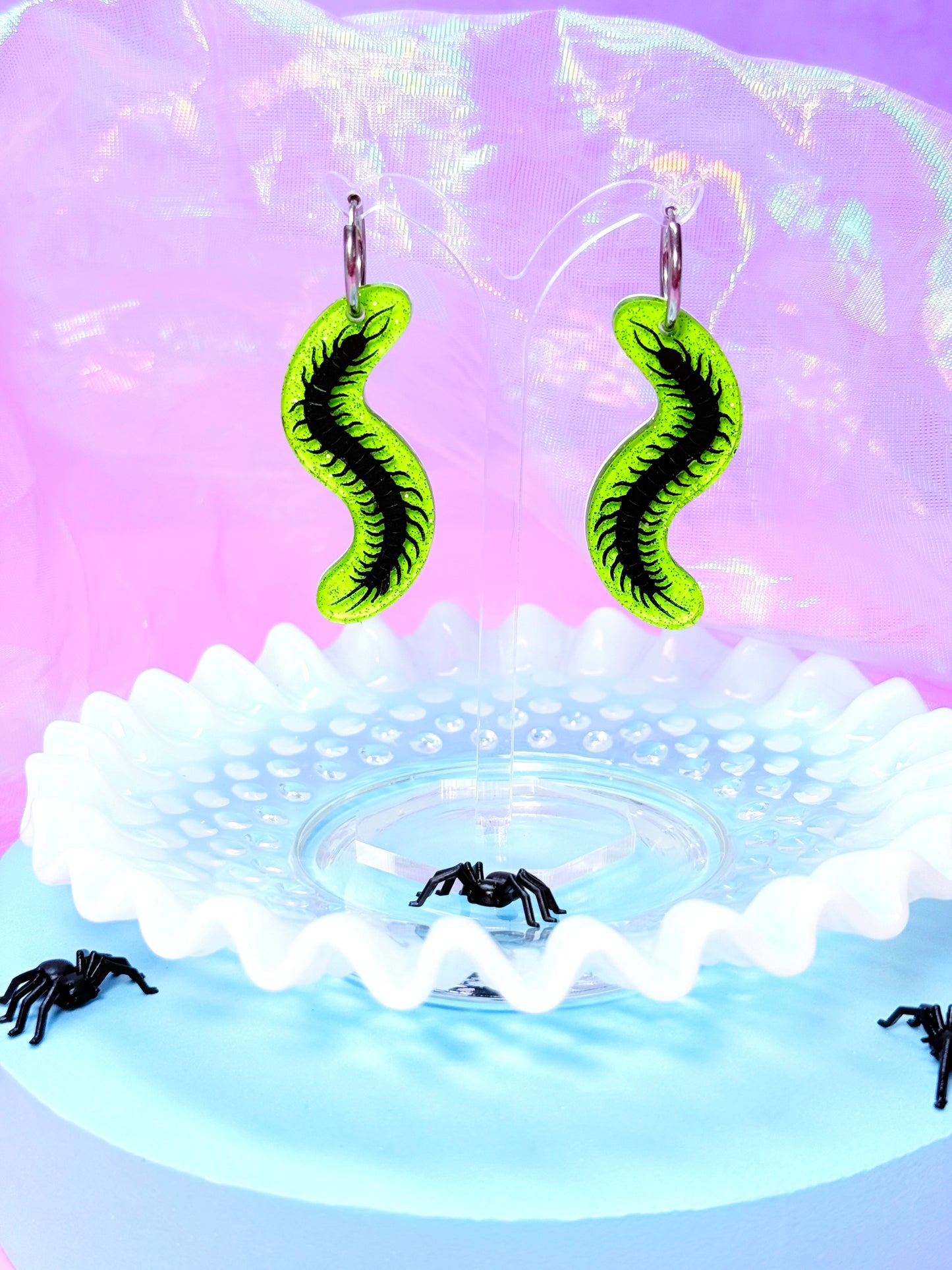 Gummy Centipede Acrylic Earrings
