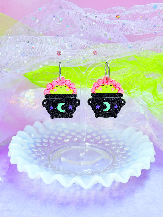 Froggy Cauldron Acrylic Earrings