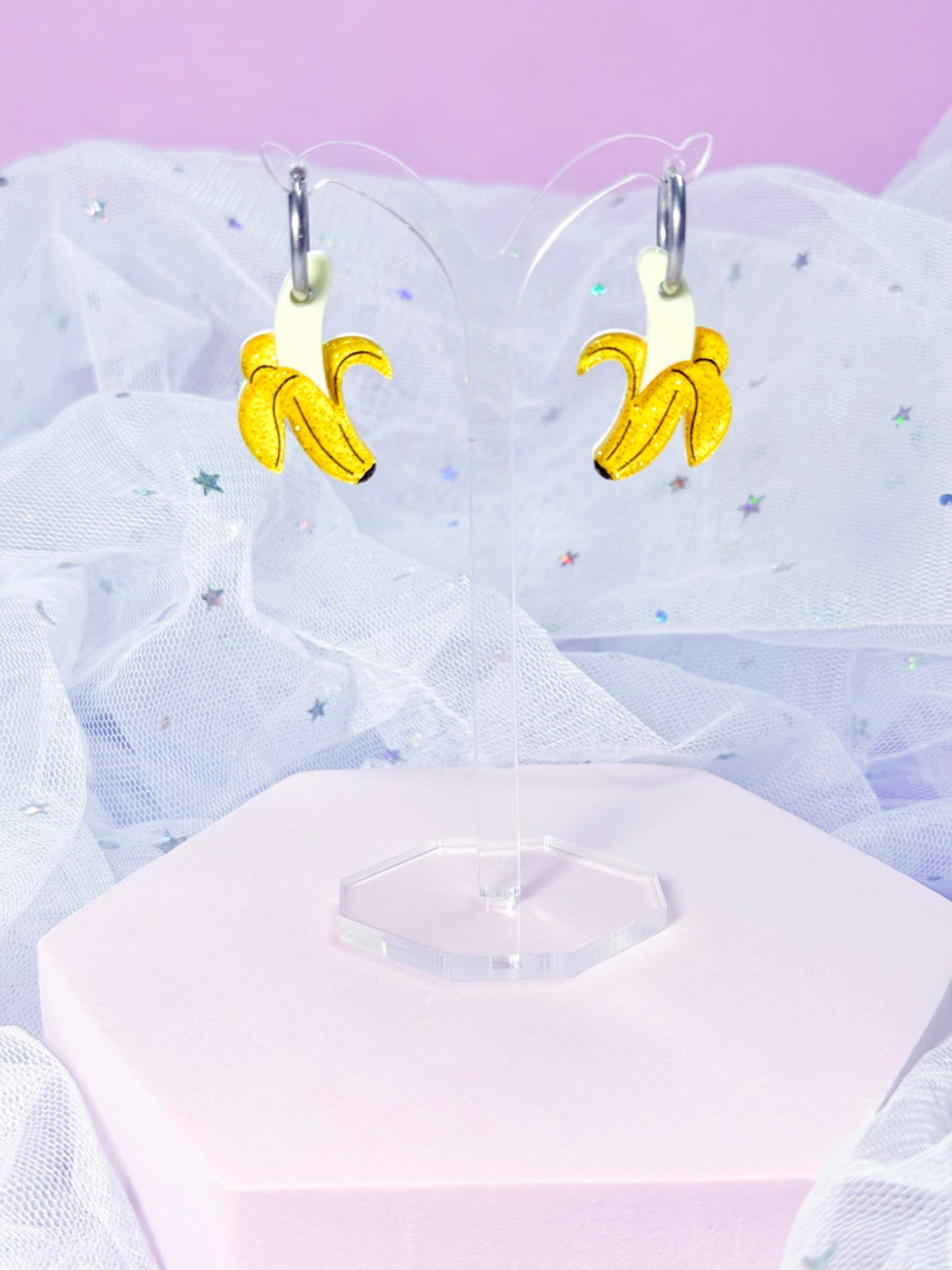 Mini Banana Acrylic Earrings