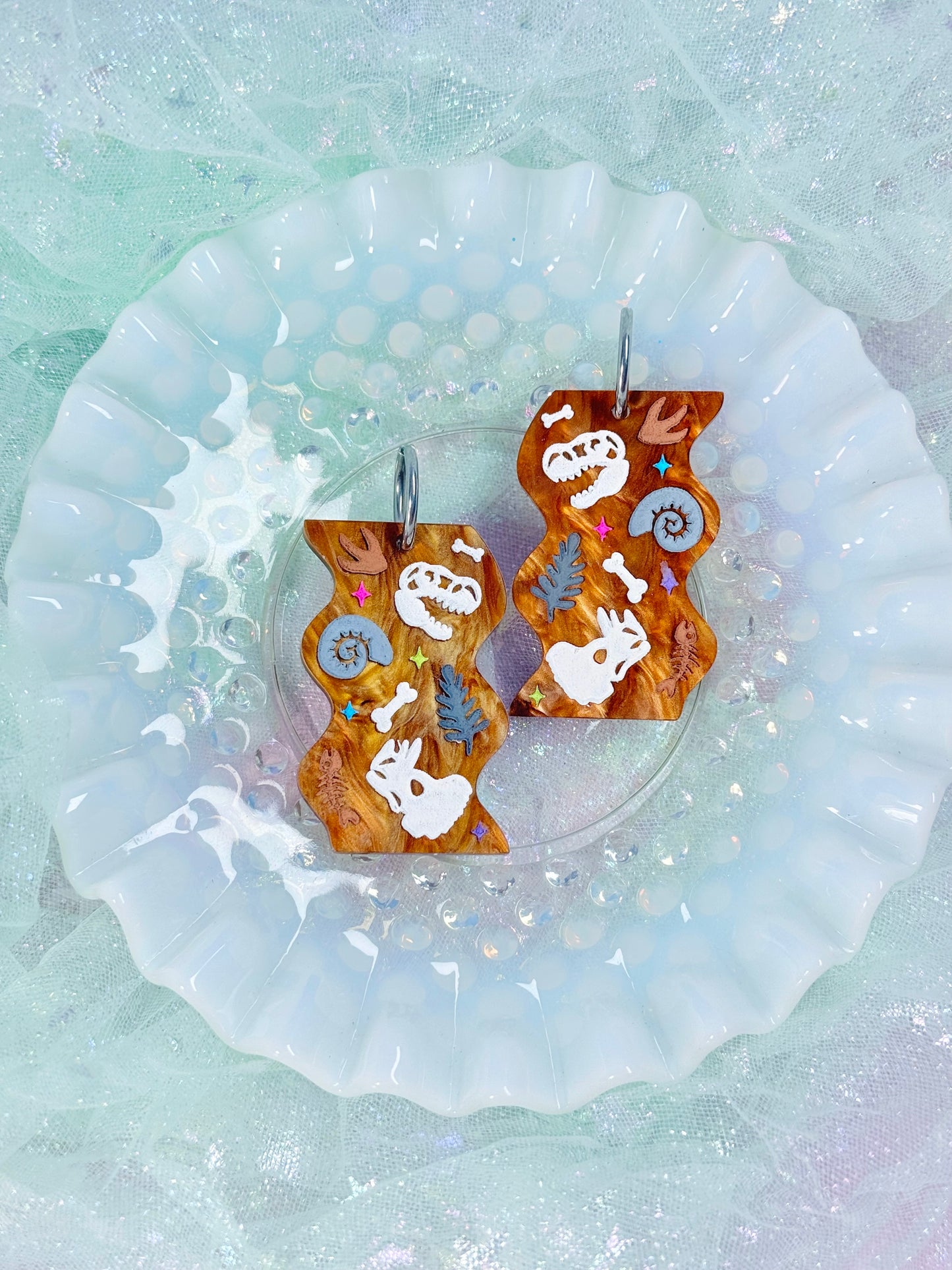 Funky Fossil Slab Acrylic Earrings