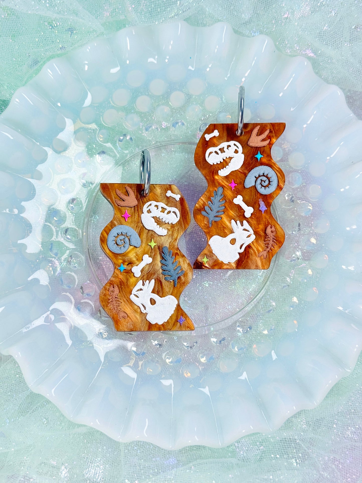 Funky Fossil Slab Acrylic Earrings