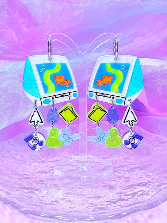 Frutiger Aero Inspired Acrylic Earrings (Version 2, Jelly Computer)
