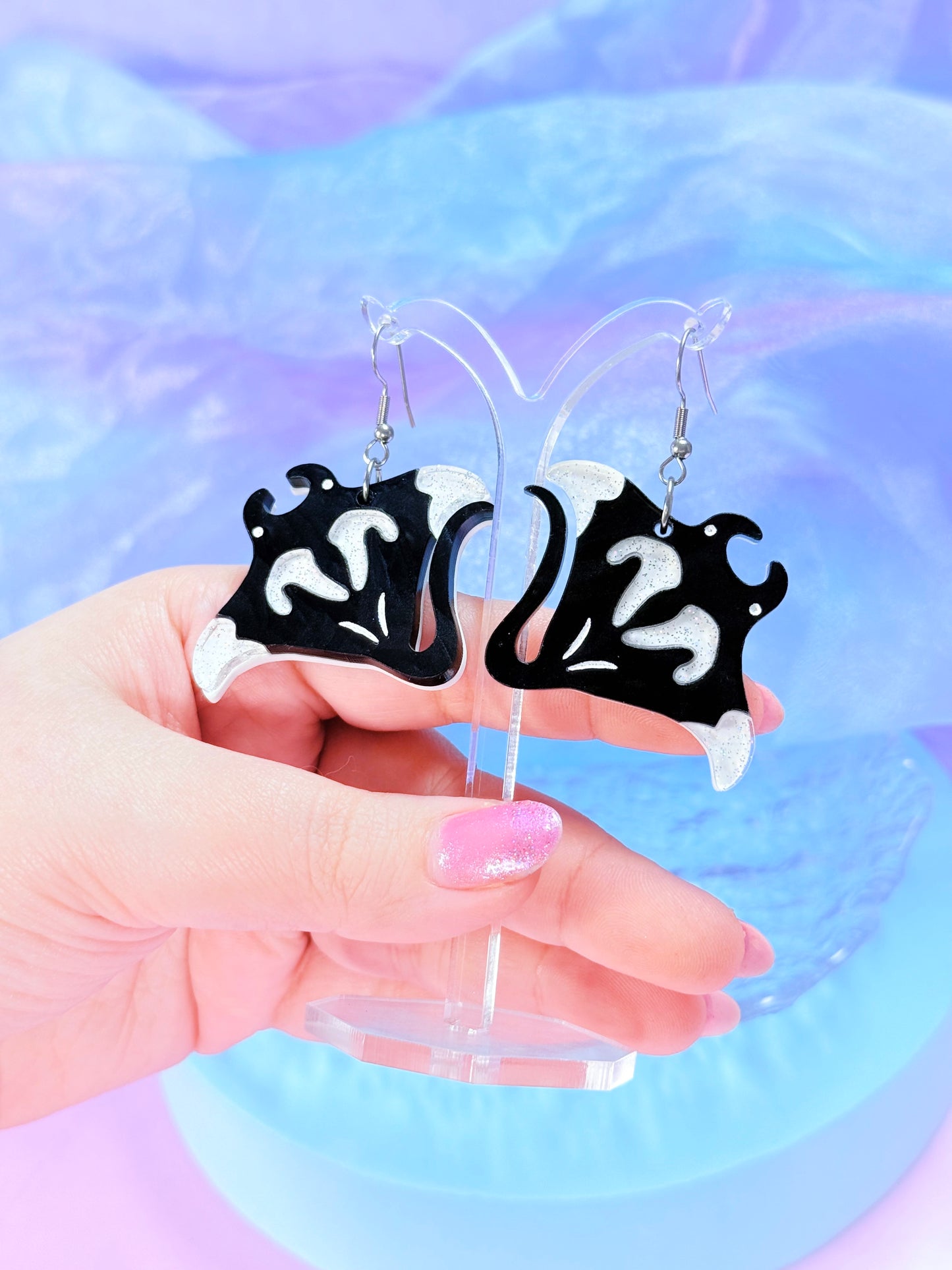 Manta Ray Acrylic Earrings