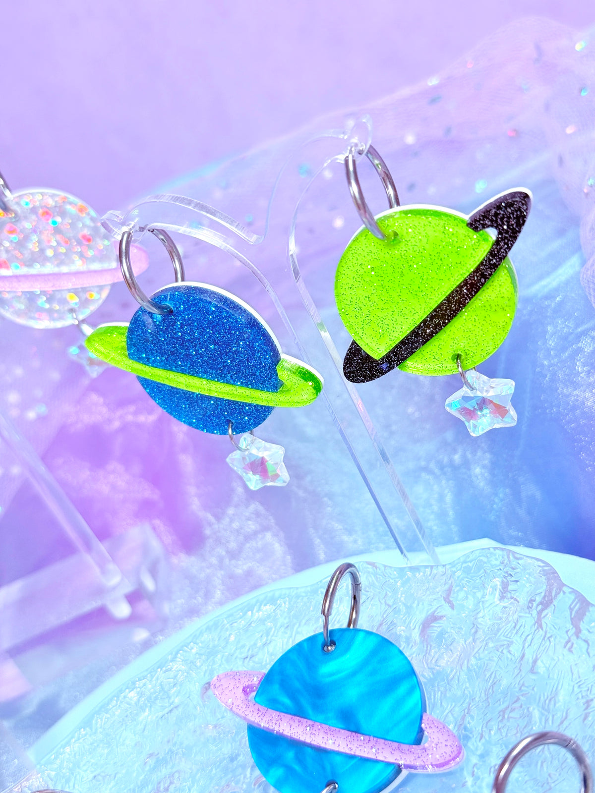 Funky Planet Acrylic Earrings, Mix and Match