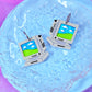 Retro Computer Earrings, Cloudy Skies