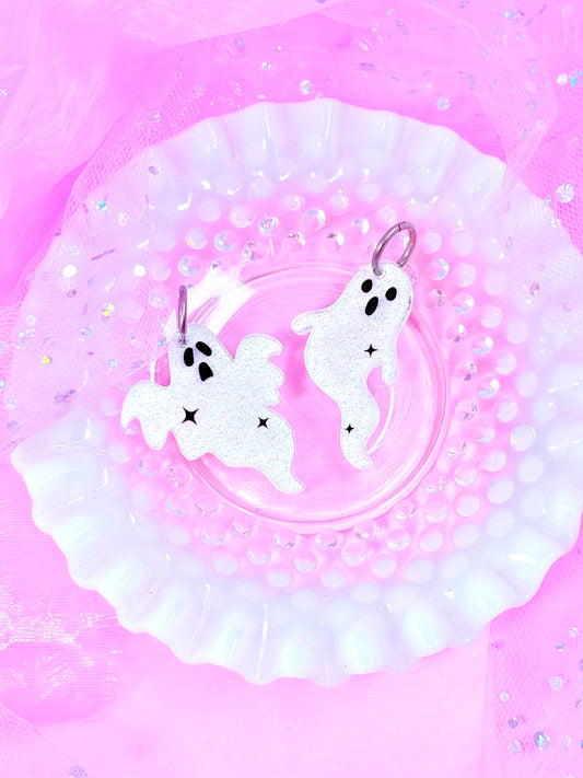 Funky Ghost Acrylic Earrings (Jelly Sparkle)