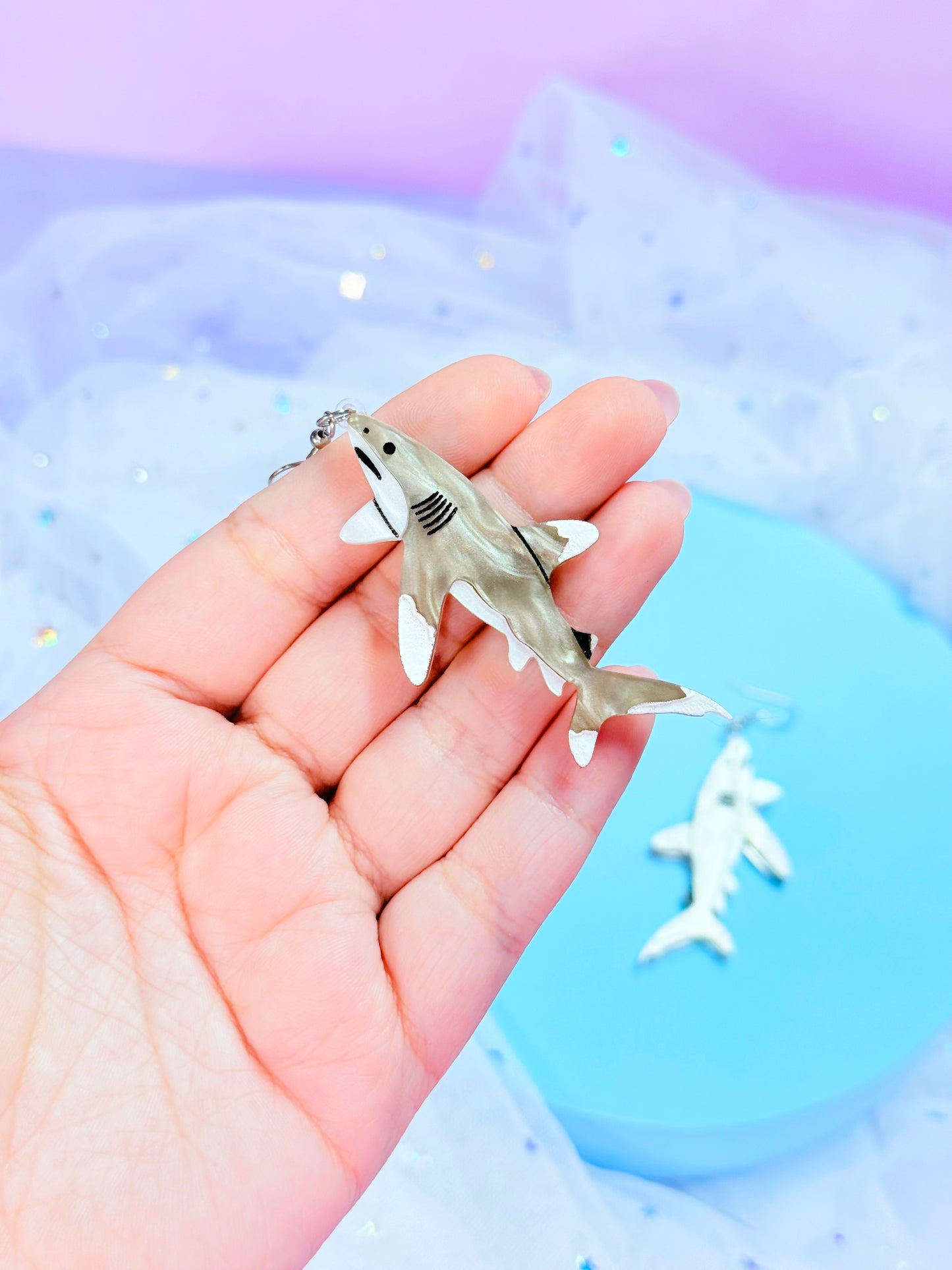 Oceanic Whitetip Shark Acrylic Earrings