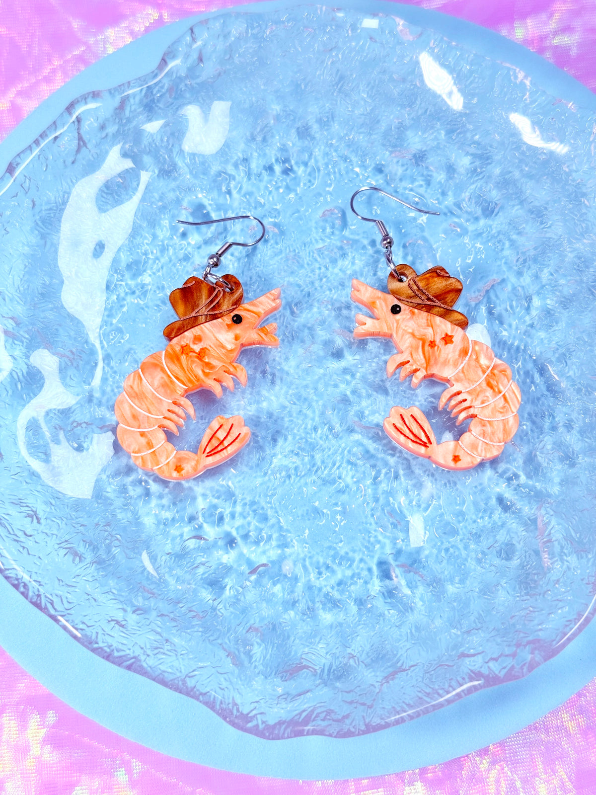 Cowboy Shrimp Acrylic Earrings