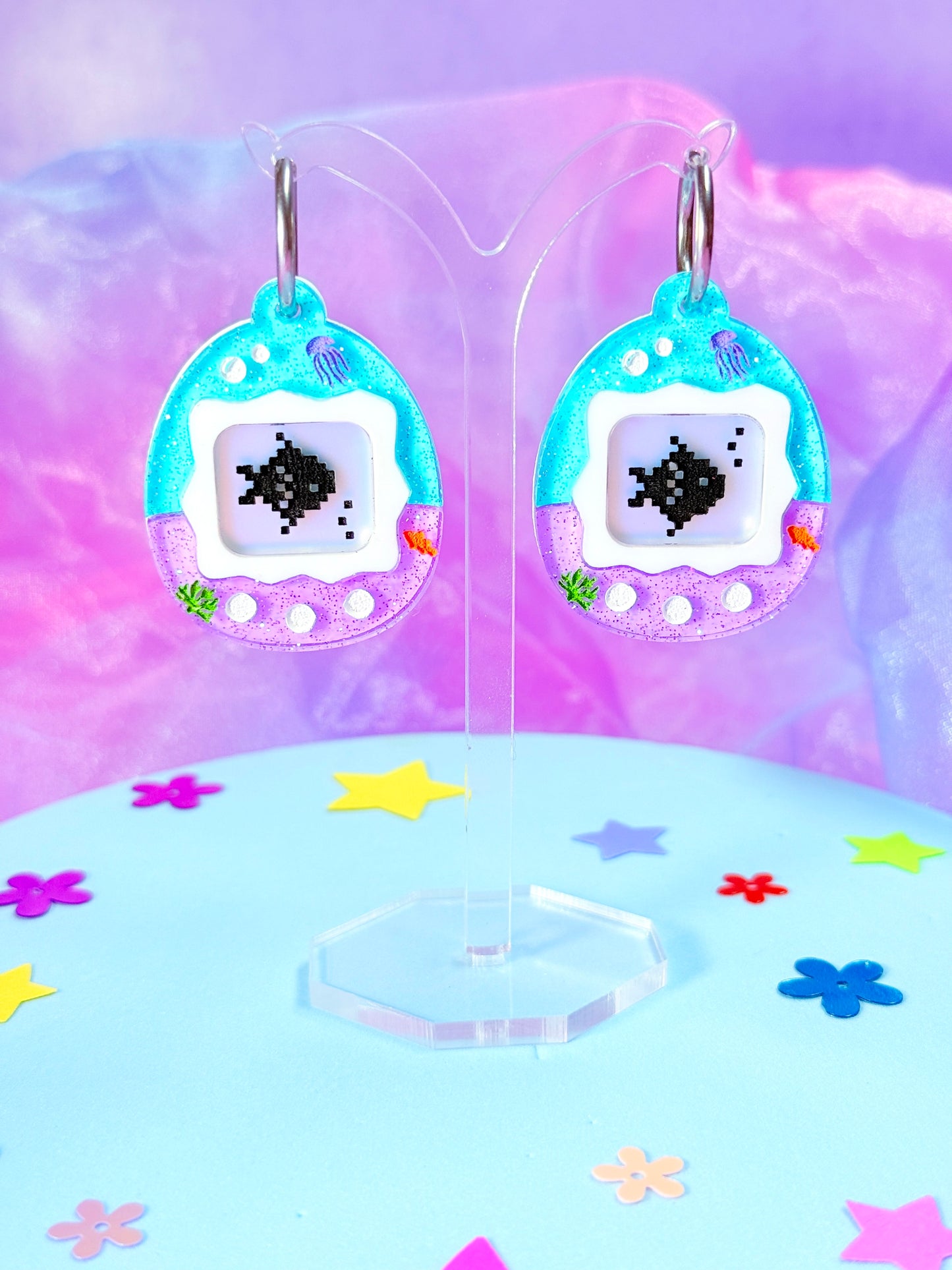 Virtual Pet Fish Acrylic Earrings