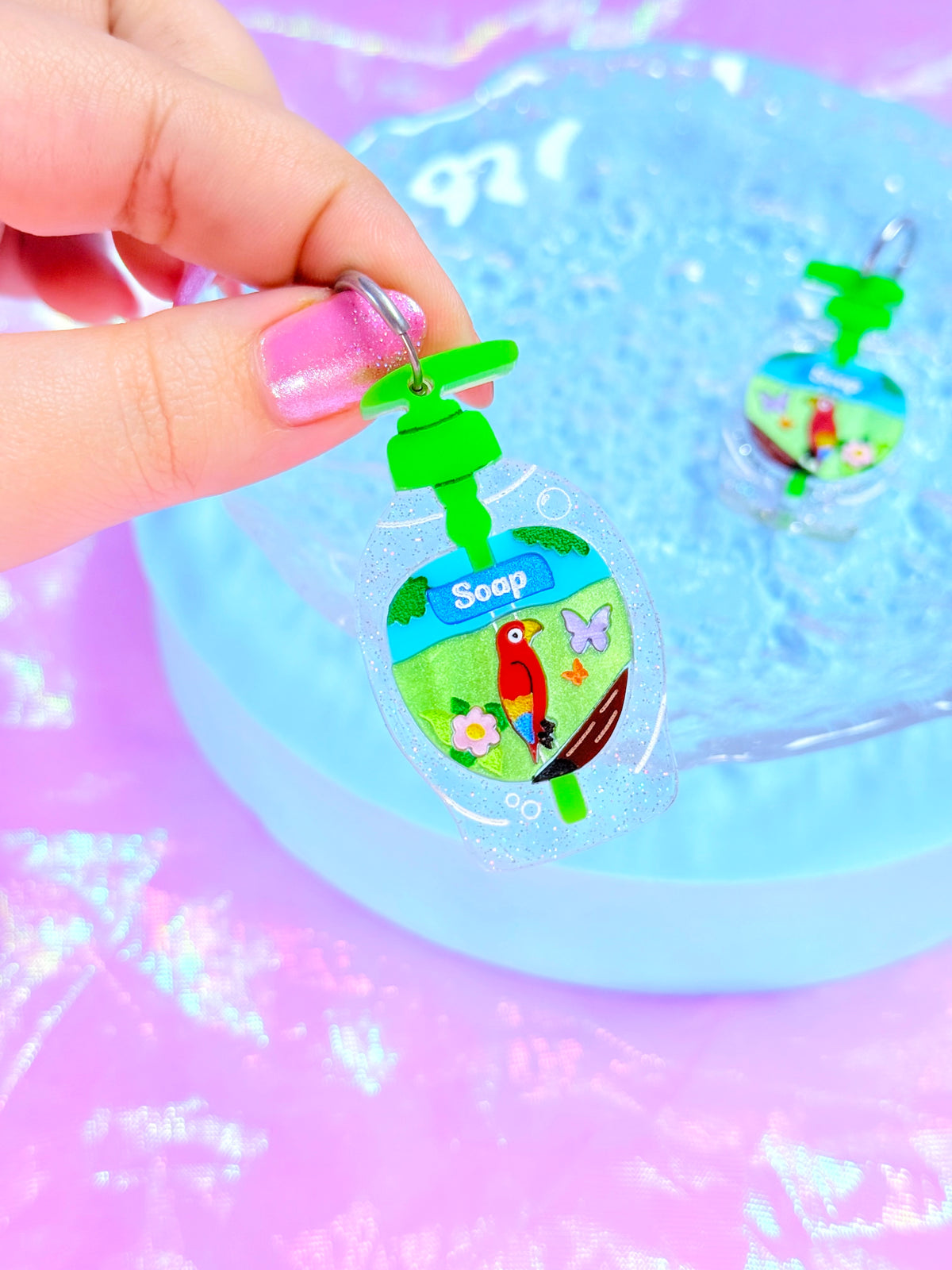 Nostalgic Parrot Soap Earrings