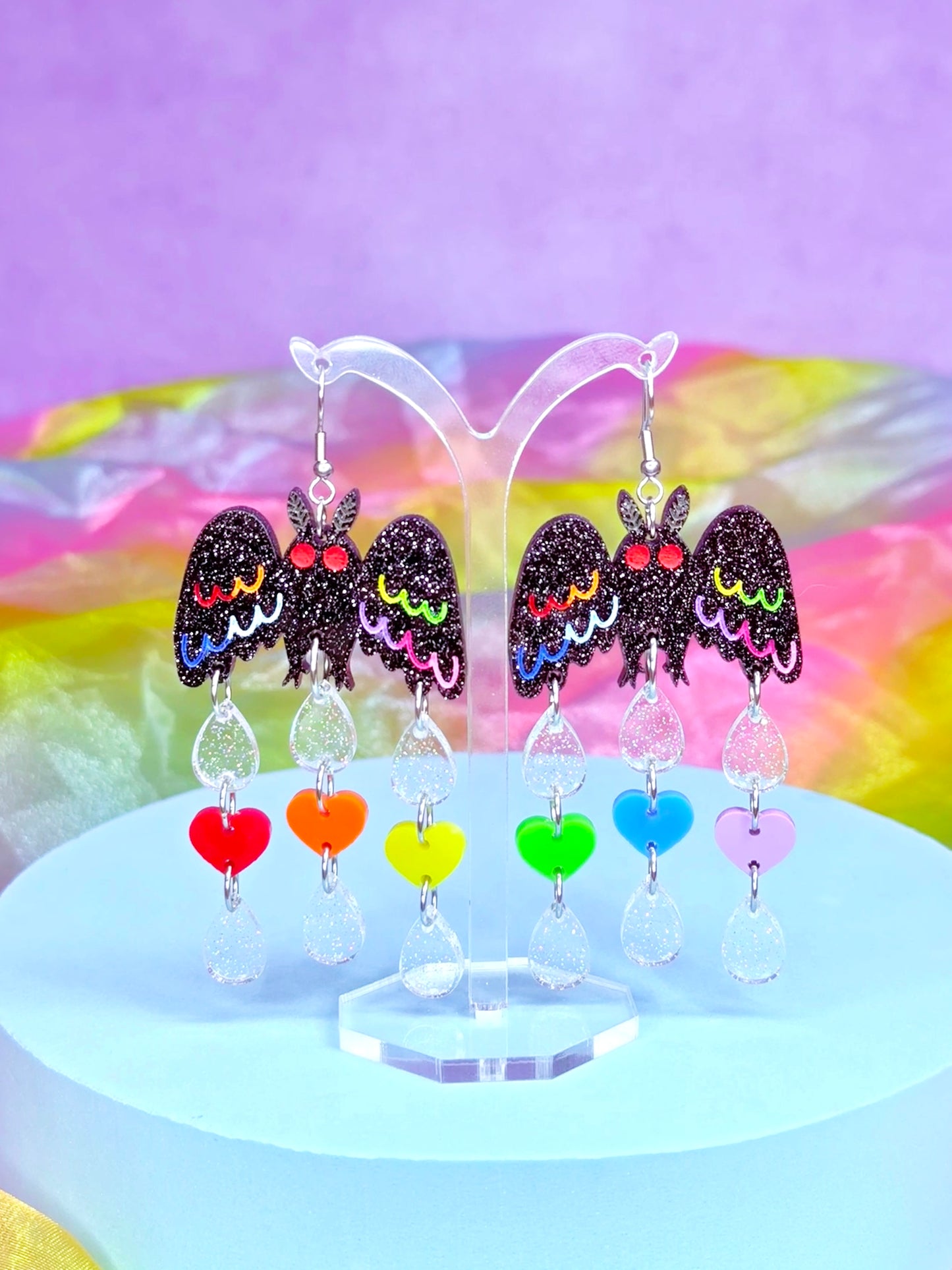 Pride Mothman Acrylic Earrings