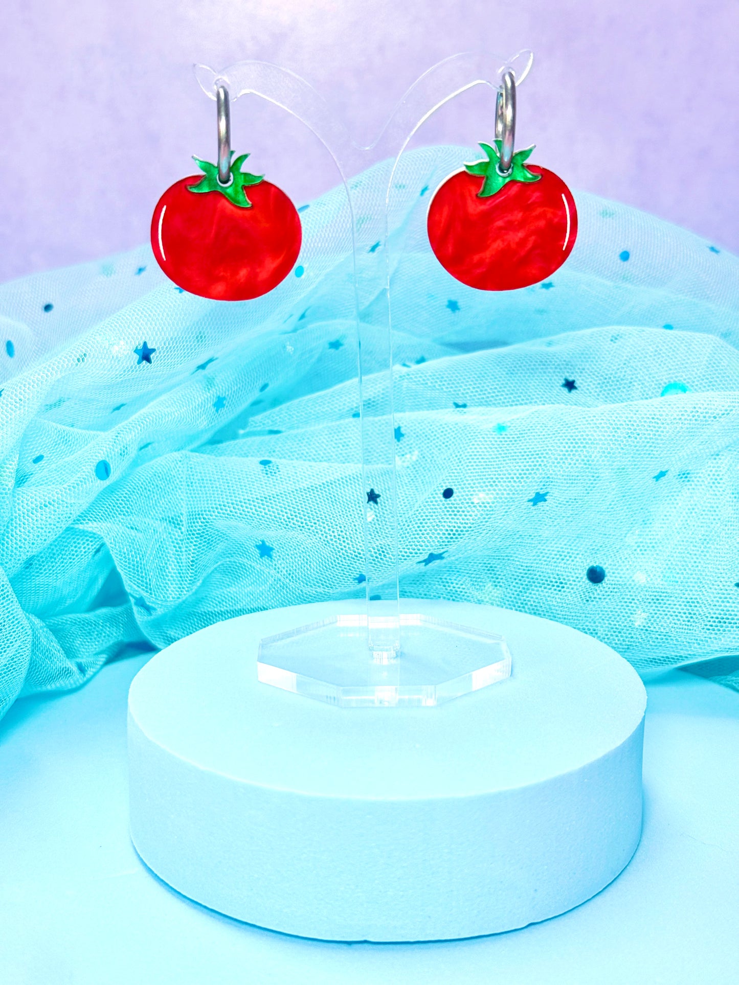 Mini Tomato Acrylic Earrings