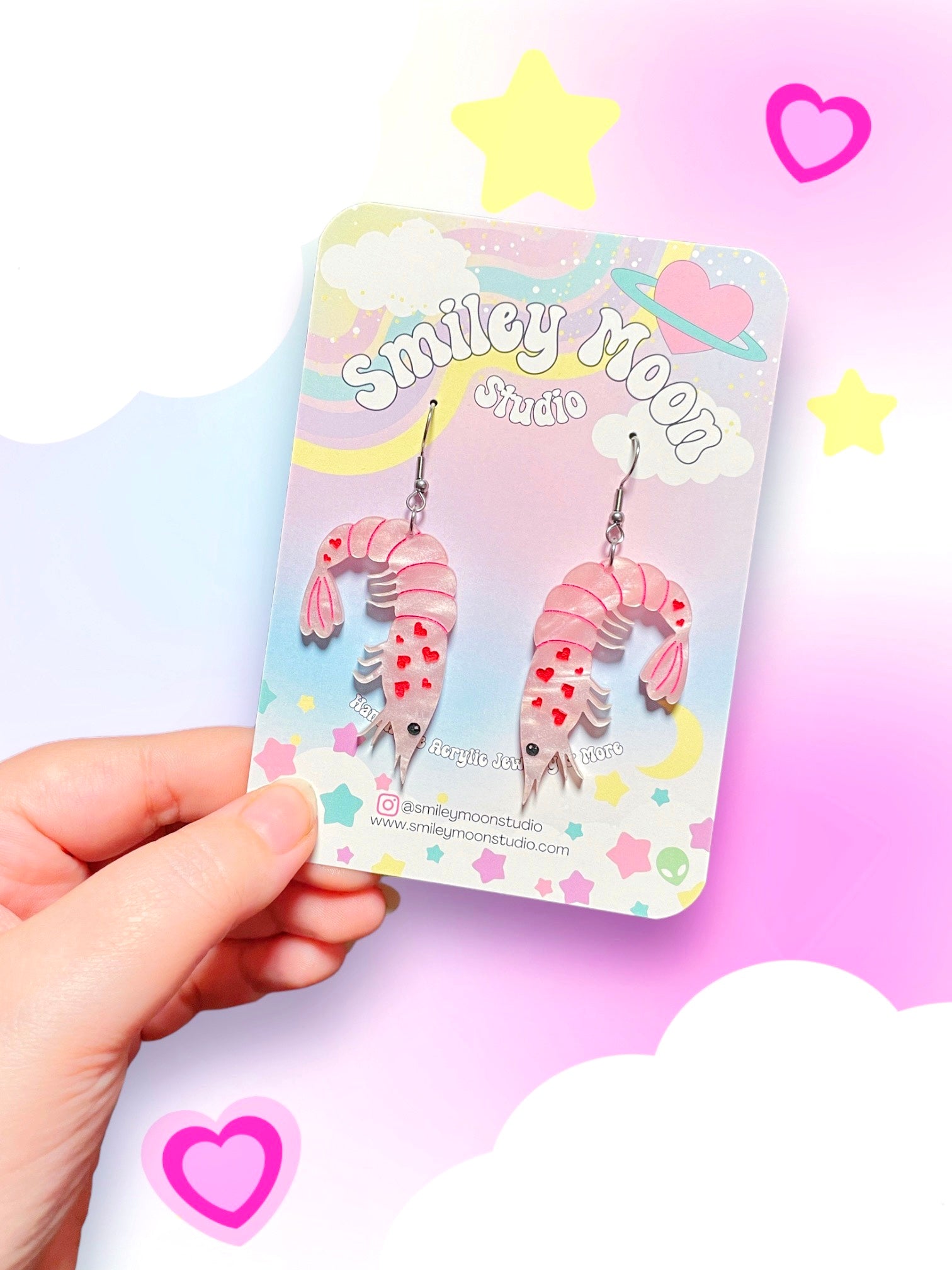 Love Shrimp, Acrylic Earrings